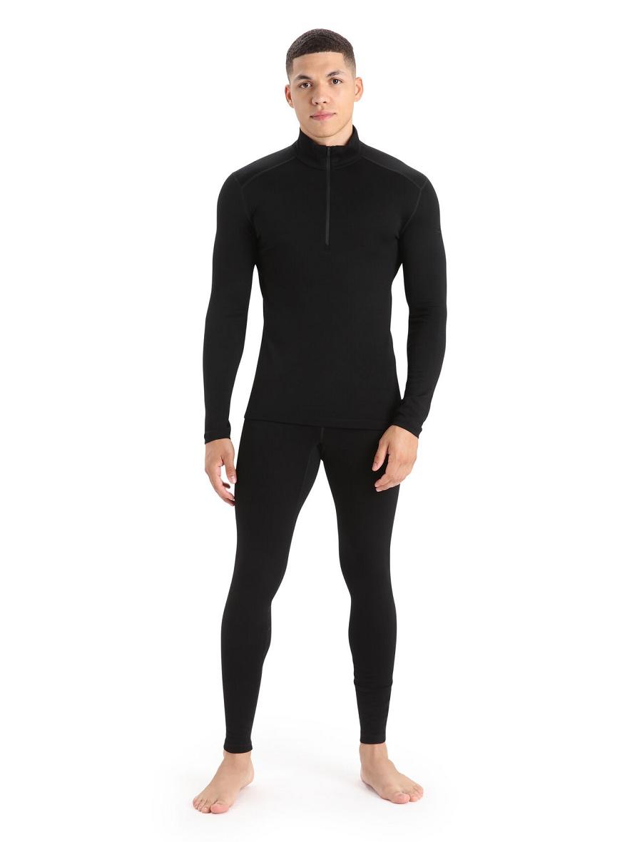 Icebreaker Merino 260 Tech Long Sleeve Half Zip Thermal Top Miesten Base Layers Mustat | FI 1387UZGT